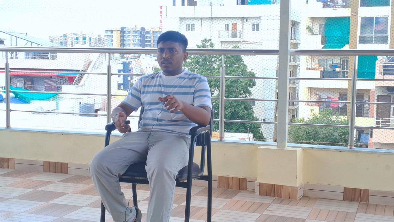 Deepak during a film shoot on a rooftop